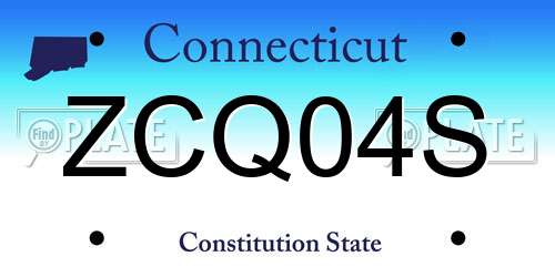 ZCQ04S Connecticut License Plate