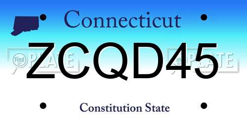 ZCQD45 Connecticut License Plate