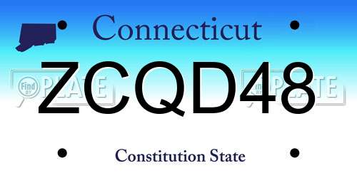 ZCQD48 Connecticut License Plate