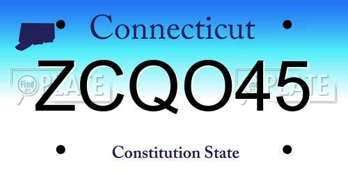 ZCQO45 Connecticut License Plate