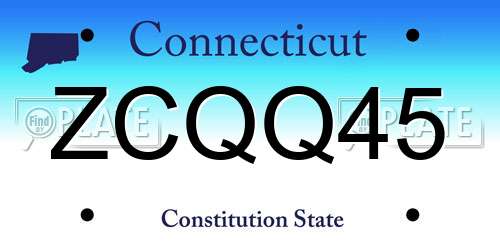 ZCQQ45 Connecticut License Plate