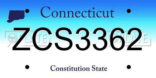 ZCS3362 Connecticut License Plate
