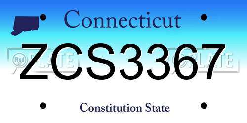ZCS3367 Connecticut License Plate