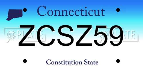 ZCSZ59 Connecticut License Plate