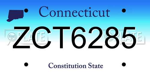 ZCT6285 Connecticut License Plate