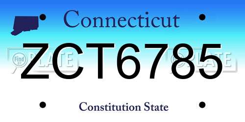 ZCT6785 Connecticut License Plate
