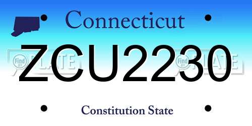 ZCU2230 Connecticut License Plate
