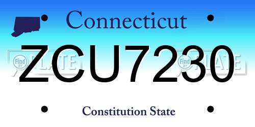 ZCU7230 Connecticut License Plate