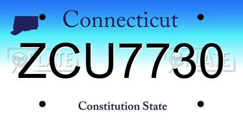 ZCU7730 Connecticut License Plate