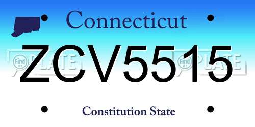 ZCV5515 Connecticut License Plate