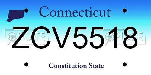ZCV5518 Connecticut License Plate