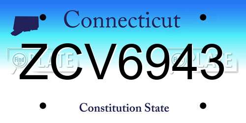 ZCV6943 Connecticut License Plate