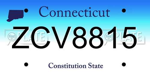 ZCV8815 Connecticut License Plate