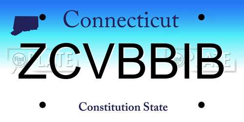 ZCVBBIB Connecticut License Plate