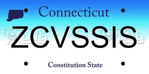 ZCVSSIS Connecticut License Plate