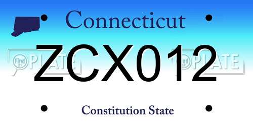 ZCX012 Connecticut License Plate