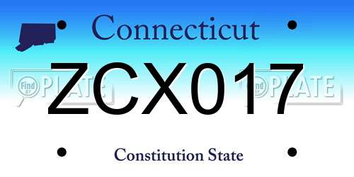 ZCX017 Connecticut License Plate