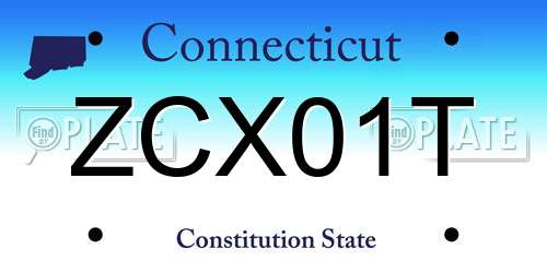 ZCX01T Connecticut License Plate