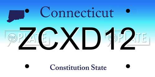 ZCXD12 Connecticut License Plate