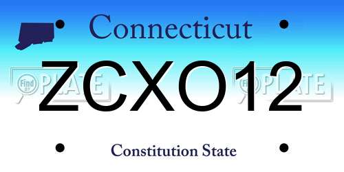 ZCXO12 Connecticut License Plate