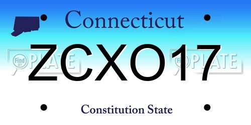 ZCXO17 Connecticut License Plate