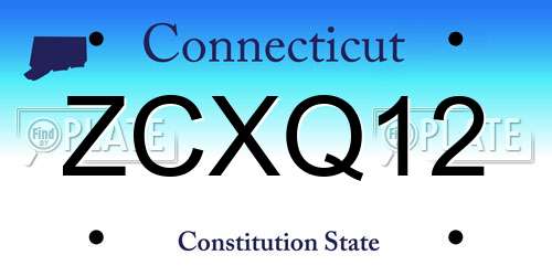 ZCXQ12 Connecticut License Plate