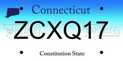 ZCXQ17 Connecticut License Plate