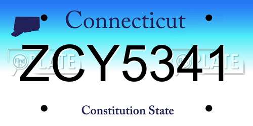 ZCY5341 Connecticut License Plate