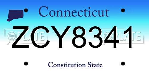 ZCY8341 Connecticut License Plate