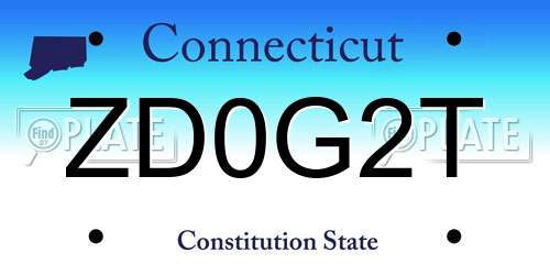 ZD0G2T Connecticut License Plate
