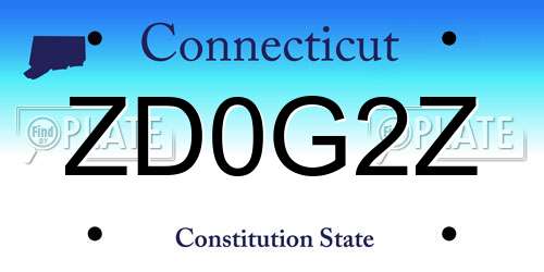 ZD0G2Z Connecticut License Plate