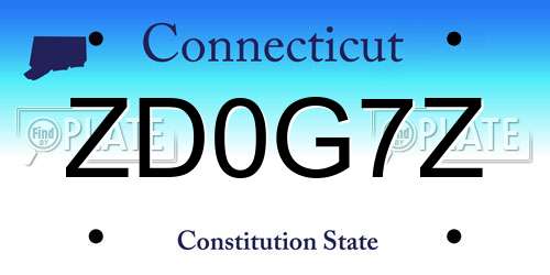 ZD0G7Z Connecticut License Plate