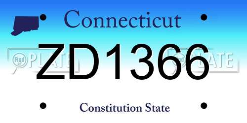 ZD1366 Connecticut License Plate