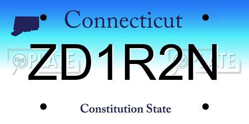 ZD1R2N Connecticut License Plate