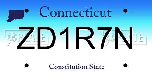 ZD1R7N Connecticut License Plate