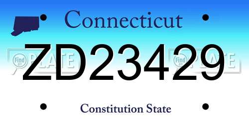 ZD23429 Connecticut License Plate