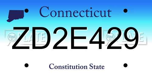 ZD2E429 Connecticut License Plate