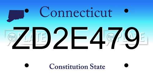 ZD2E479 Connecticut License Plate