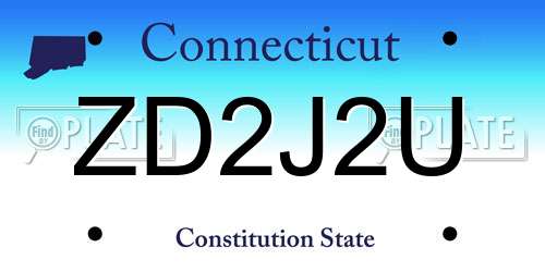 ZD2J2U Connecticut License Plate