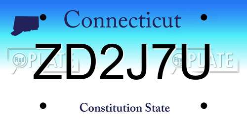 ZD2J7U Connecticut License Plate
