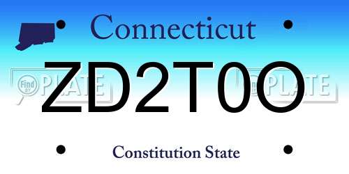 ZD2T0O Connecticut License Plate