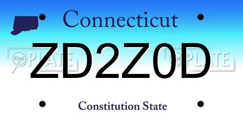 ZD2Z0D Connecticut License Plate