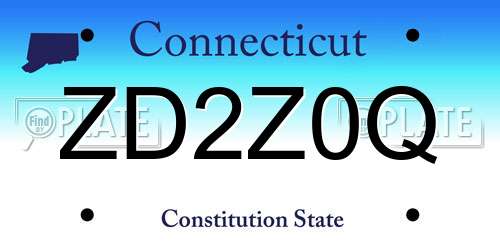 ZD2Z0Q Connecticut License Plate