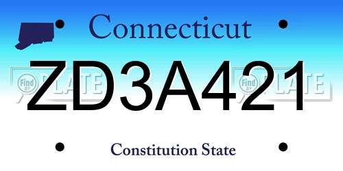 ZD3A421 Connecticut License Plate