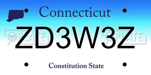 ZD3W3Z Connecticut License Plate