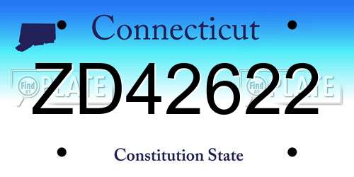 ZD42622 Connecticut License Plate