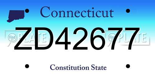ZD42677 Connecticut License Plate