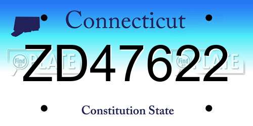 ZD47622 Connecticut License Plate