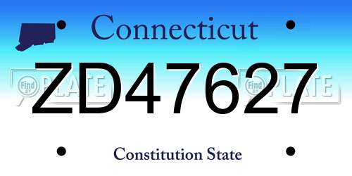 ZD47627 Connecticut License Plate