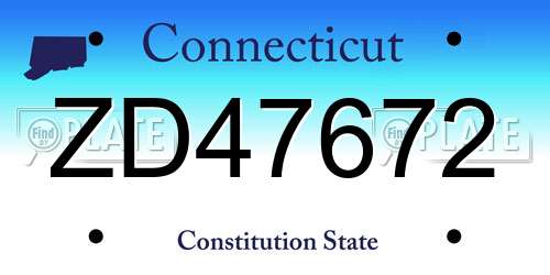 ZD47672 Connecticut License Plate